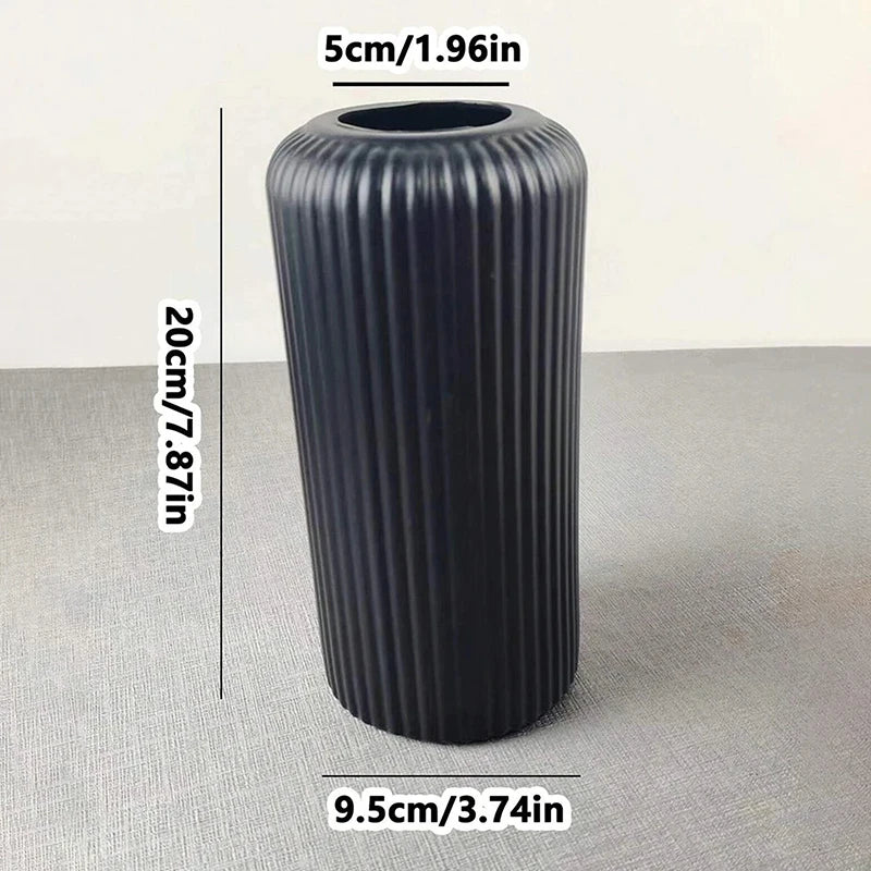 Striped Ceramic-Like Plastic Vase