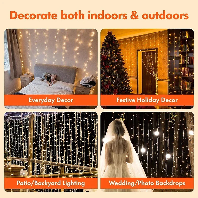 3M LED Curtain String Lights USB