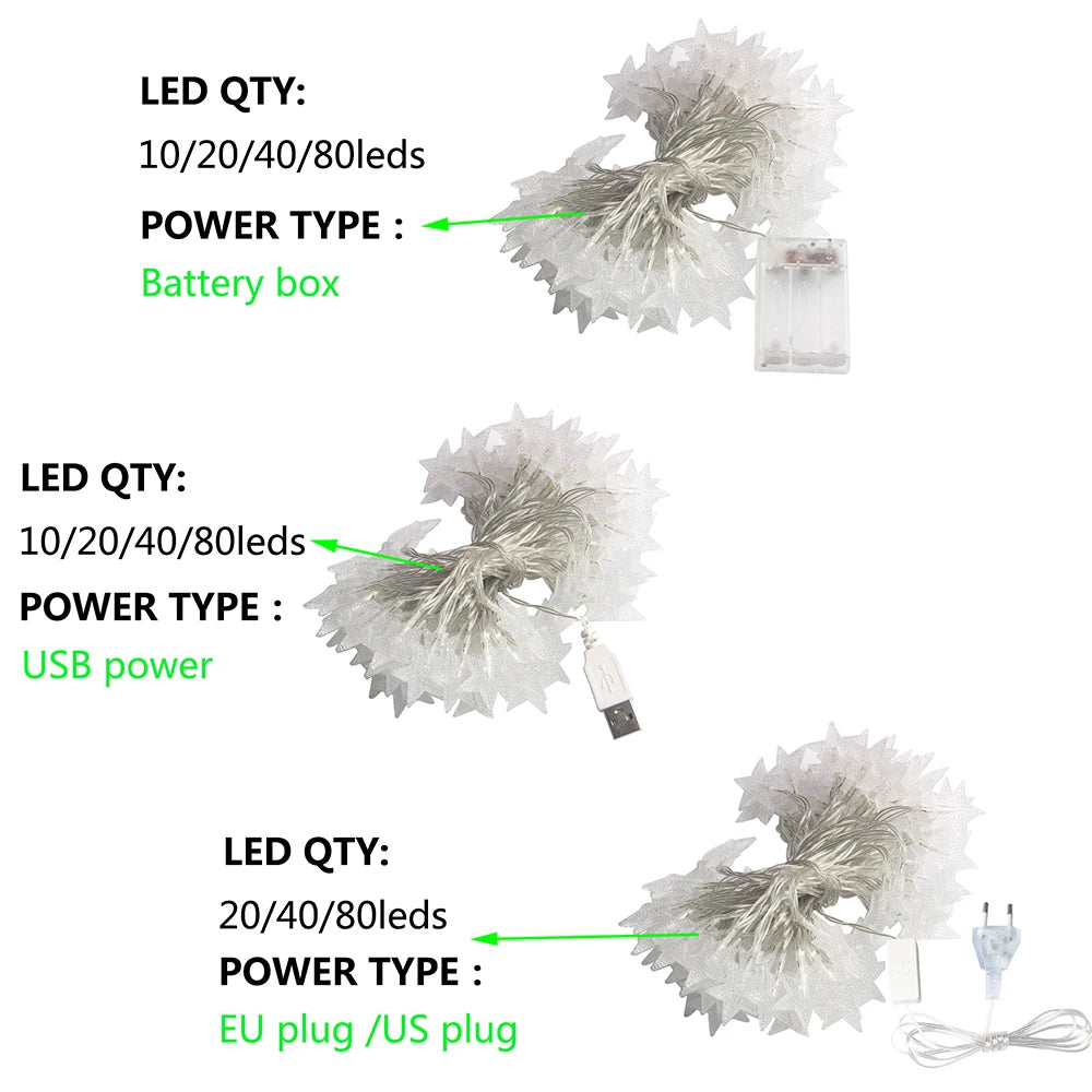 1.5m/3m/6m/10m LED Star String Lights