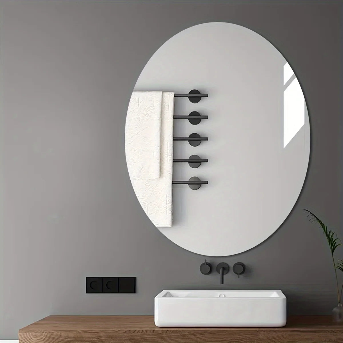 Acrylic Ellipse Shape Irregular Bathroom Shatterproof Mirrors