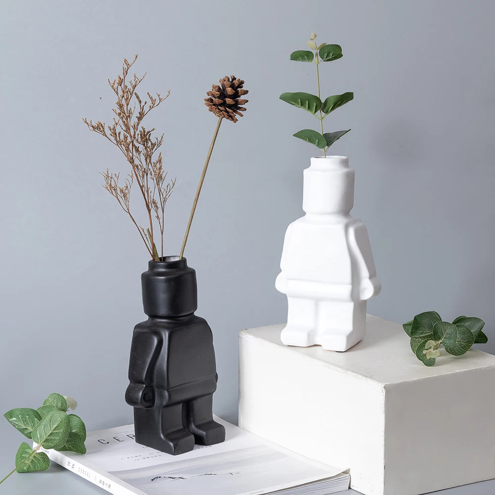 Nordic Style Ceramic Robot Vase