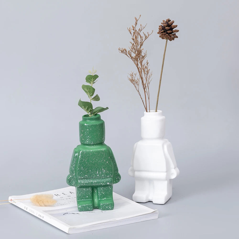 Nordic Style Ceramic Robot Vase