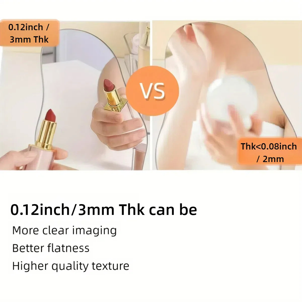 Acrylic Ellipse Shape Irregular Bathroom Shatterproof Mirrors