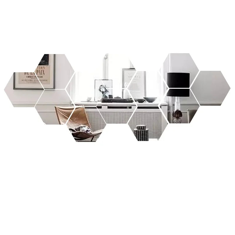 6/12pcs 3D Hexagon Wall Mirror
