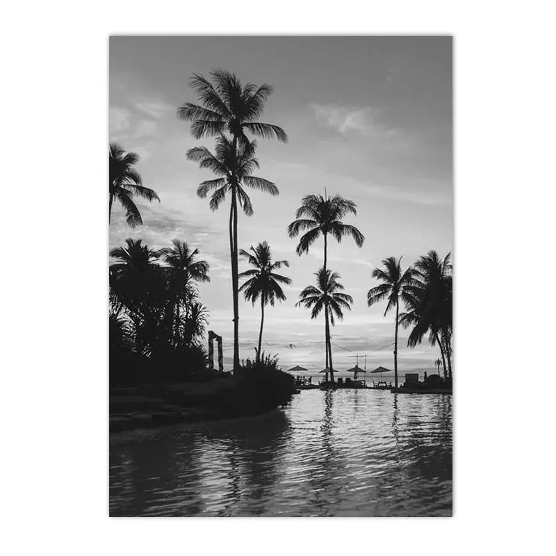 Black And White Palm Tree Art