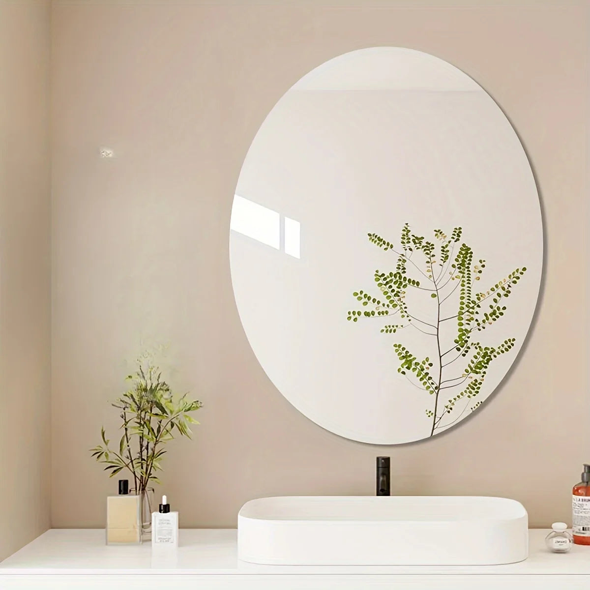 Acrylic Ellipse Shape Irregular Bathroom Shatterproof Mirrors