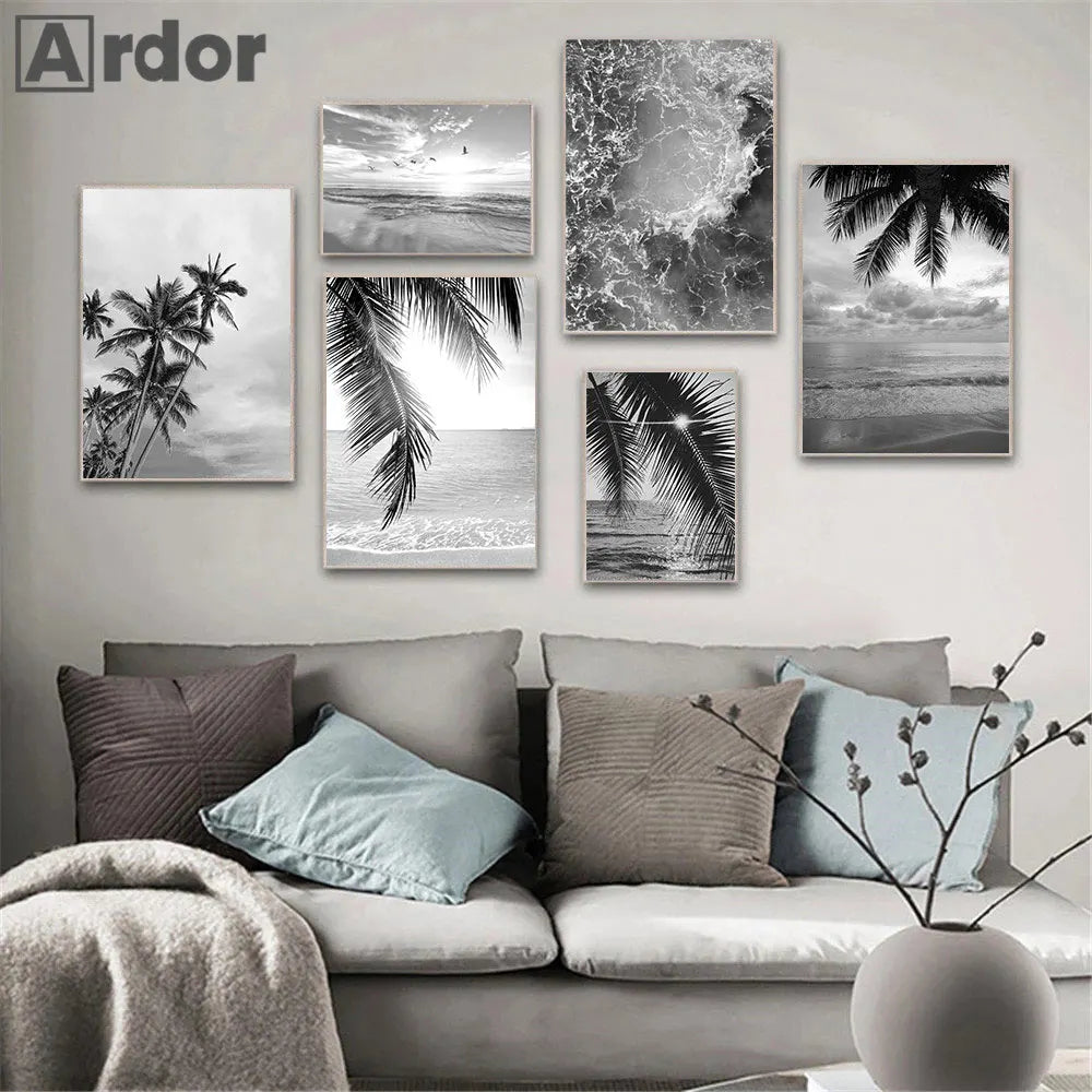 Black And White Palm Tree Art