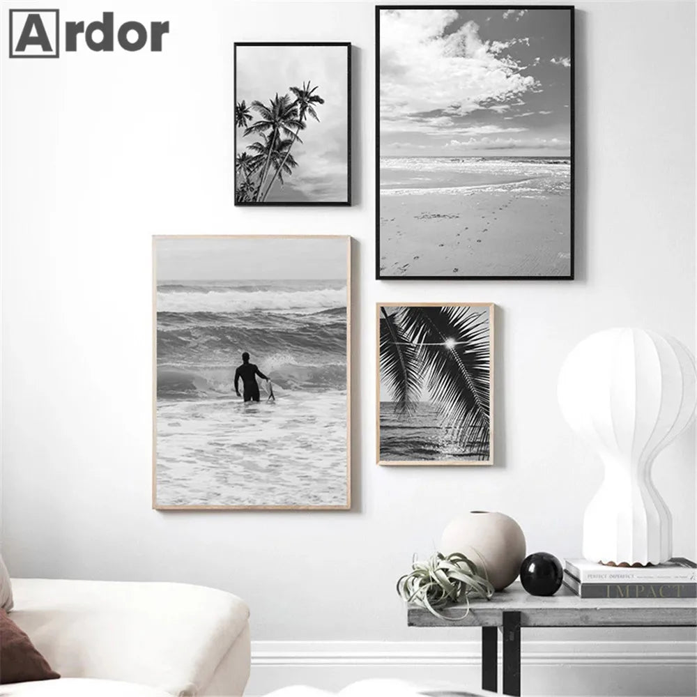 Black And White Palm Tree Art