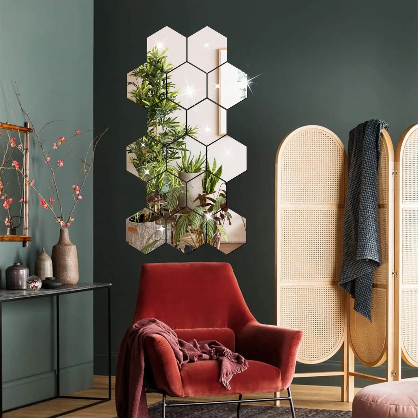 6/12pcs 3D Hexagon Wall Mirror