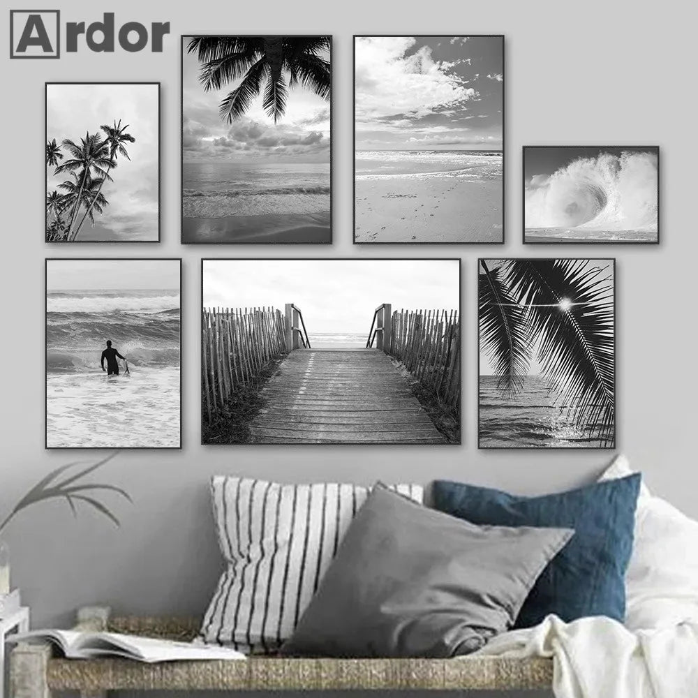 Black And White Palm Tree Art