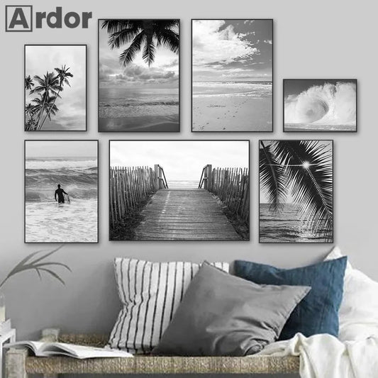 Black And White Palm Tree Art