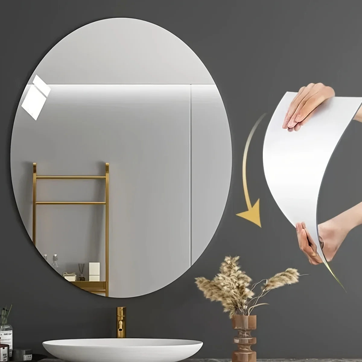 Acrylic Ellipse Shape Irregular Bathroom Shatterproof Mirrors