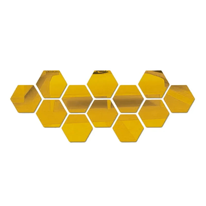 6/12pcs 3D Hexagon Wall Mirror