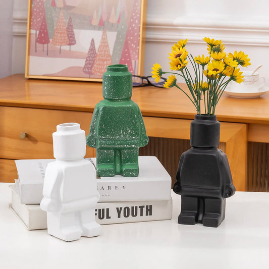 Nordic Style Ceramic Robot Vase